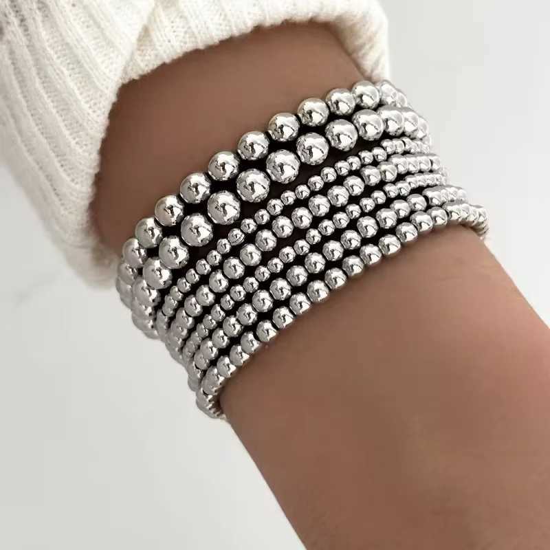 7 Pcs/Set Vintage Handmade Gold Color Beads Bracelets Set Stretch Women Trendy Bracelets Fshion Girls Party Boho Jewelry Gifts W250121