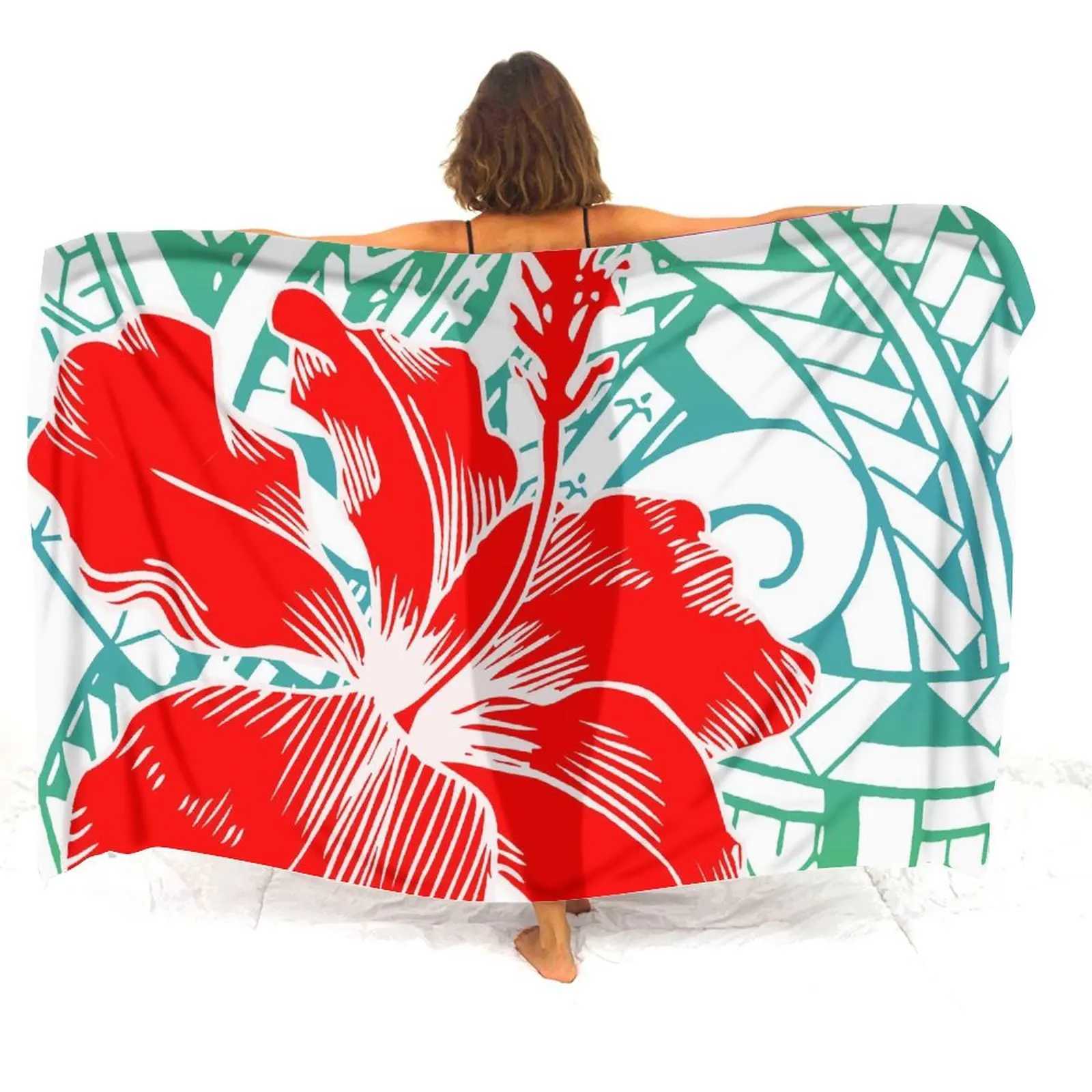 Polynesian Tribal Peoples Printed Scarf Sarong Retro Design Large Size Ladies Custom Beach Coat Smock Summer W250120