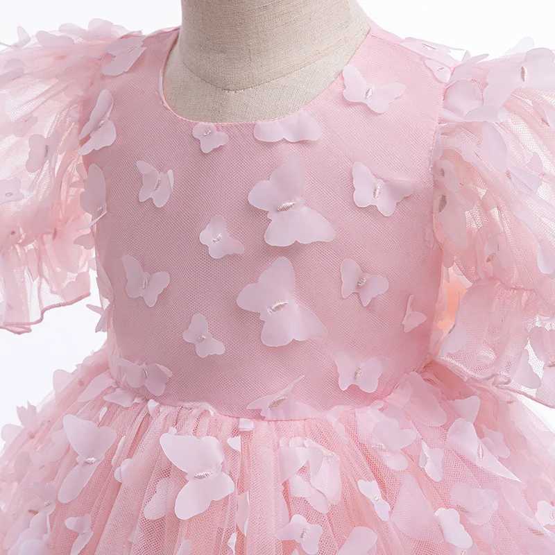 1 2 3 4 5 6 Years Butterfly Girls Dress Summer Mesh Fashion Bow Little Princess Baby Dress Christmas Birthday Gifts Kids Clothes X250203