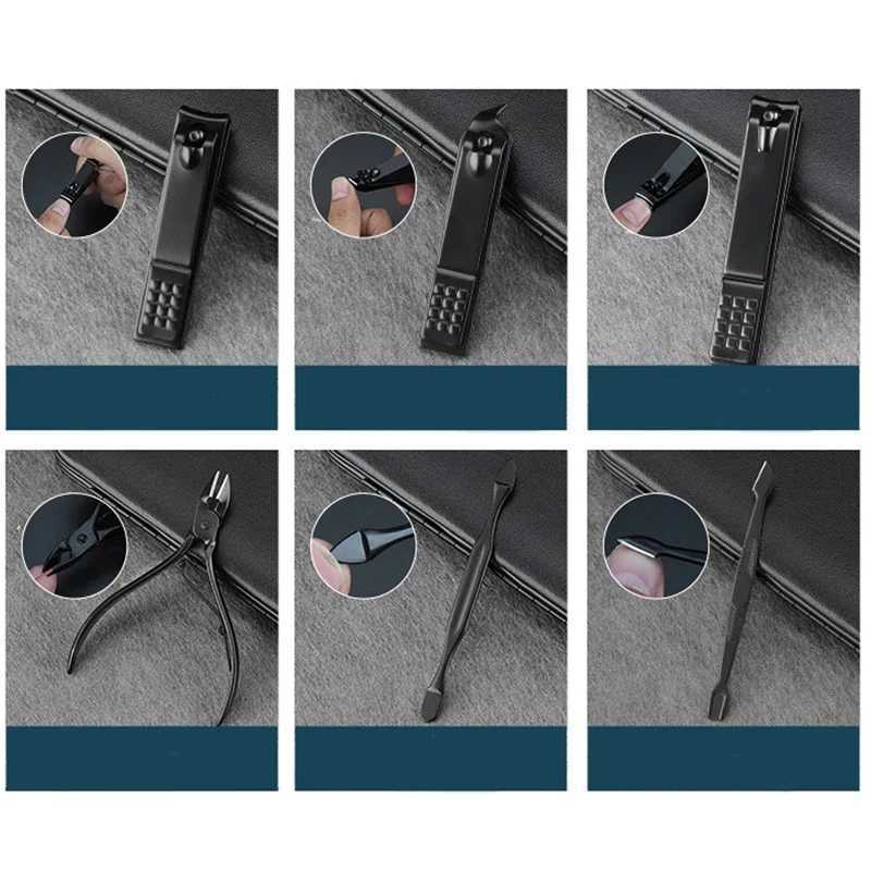 7/10/16/18 pcs Manicure Nail Scissors Tool Cutters Nail Clipper Set Household Steel Stainless Ear Spoon Nail Clippers PedicureXJ250116