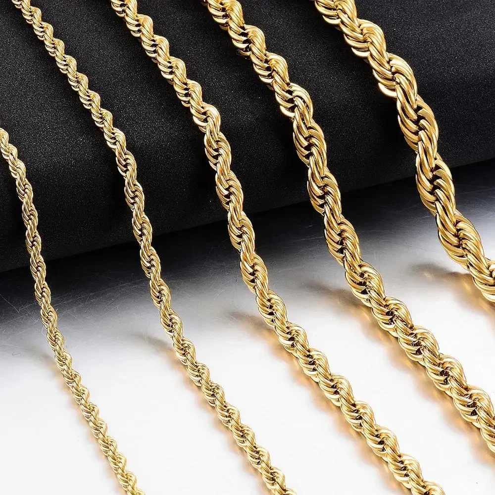 High Quality 2/3/4/5MM Classic Twisted Rope Chain Stainless Steel Necklace No Fade Fashion Jewelry Accessories For Men WomenXJ250121