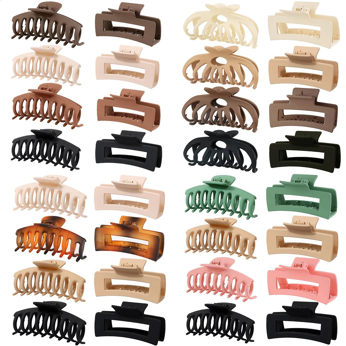 8PCS Korean Matte Hair Claws Elegant Women Acrylic Hair Clips Large Size Barrettes Crab Headwear Hairpins Girls Hair Accessories 250120