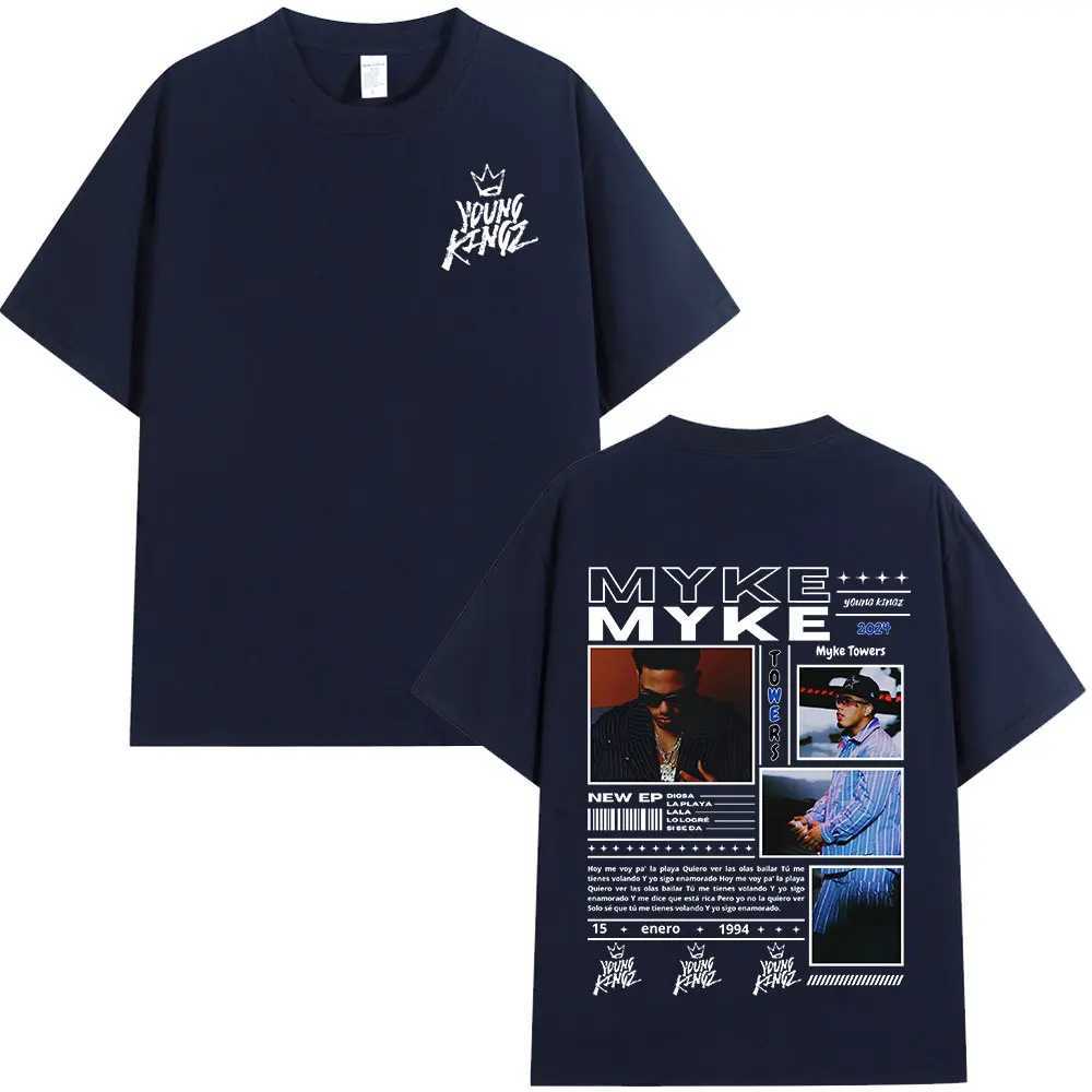 Rap singer Myke Towers album graphic printed T-shirt mens fashion hip-hop oversized T-shirt casual cotton short sleeved T-shirt X250203