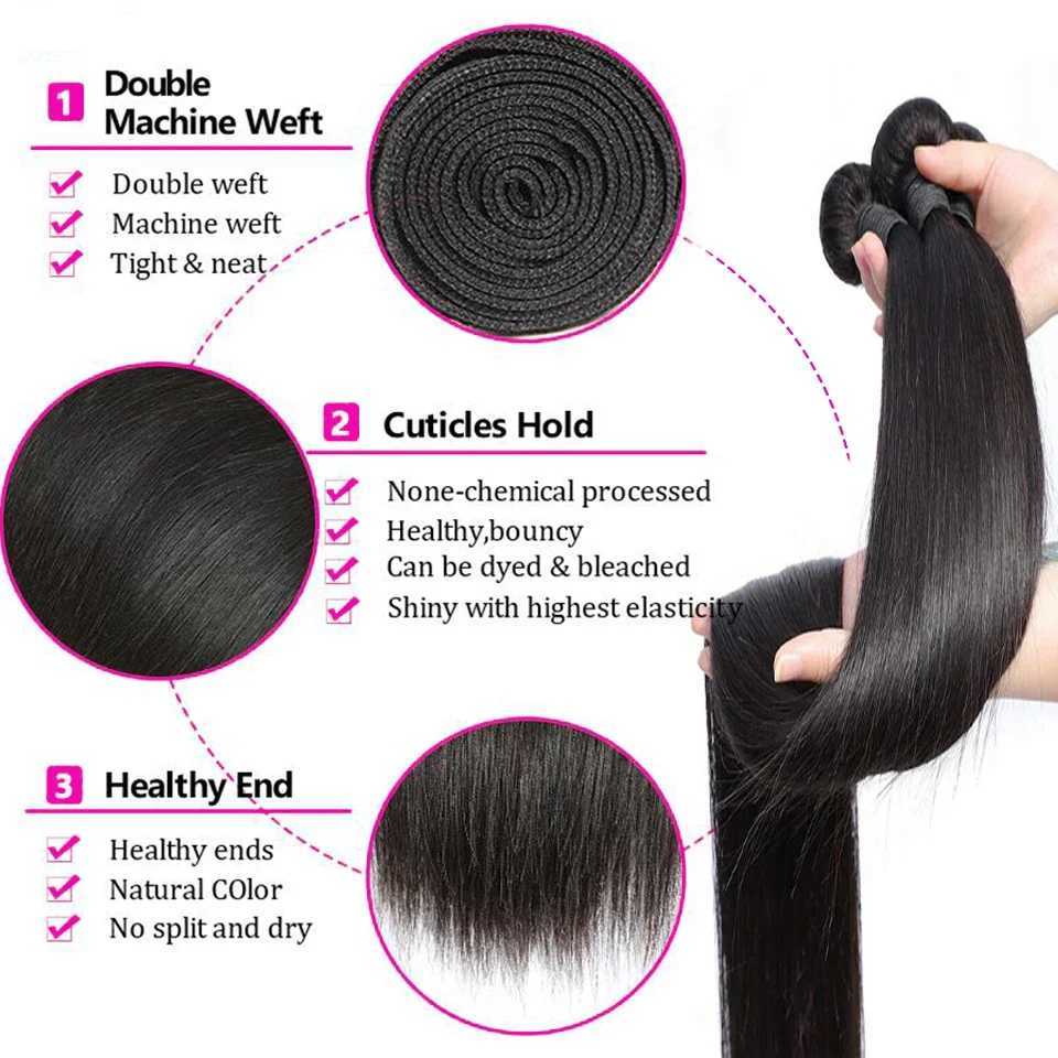 Silkly Straight Human Hair Bundles With 13x4 HD Lace Frontal Brazilian Weaving 3 Bundles With Clos for Women ExtensionsXJ250120