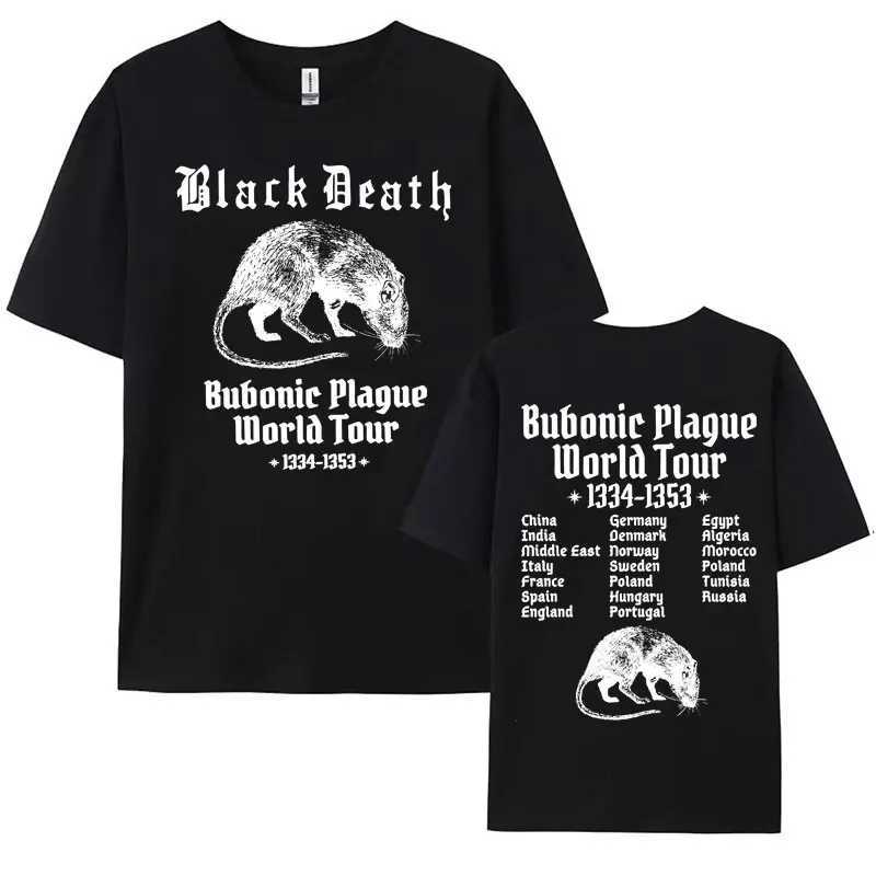 Bubonic Plague World Tour 2024 Mens T-shirt 100% Cotton Funny Meme Gothic T-shirt Mens Fashion Retro Extra Large T-shirt X250203