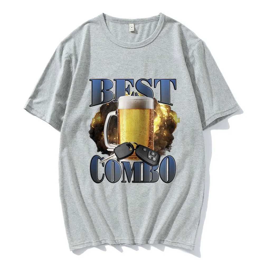 Best Combo Print T Shirt Funny Drunk Driving Short Sleeve T-shirts Mens Women 100% Casual Cotton Oversized T Shirts Streetwear X250203