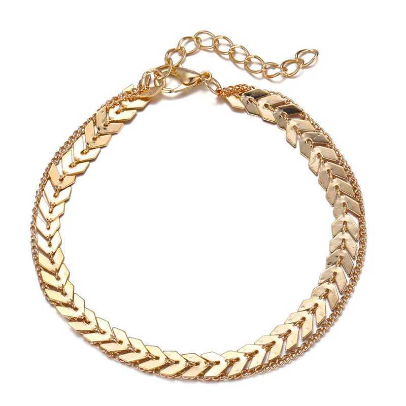 New Simple Fish Scales Leg Chain Anklet Bohemian Vintage Double layer Footwear Summer Ocean Beach Ankle Bracelet Foot JewelryXJ250121