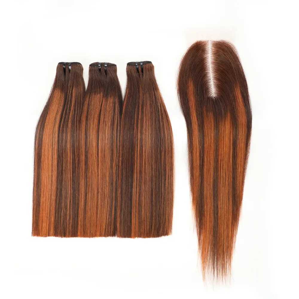 Honey Brown Bone Straight Bundles Vietnam Straight Human Hair 3 Bundles with Clo 12A Sdd Raw Hair Extensions Chocolate BrownXJ250120