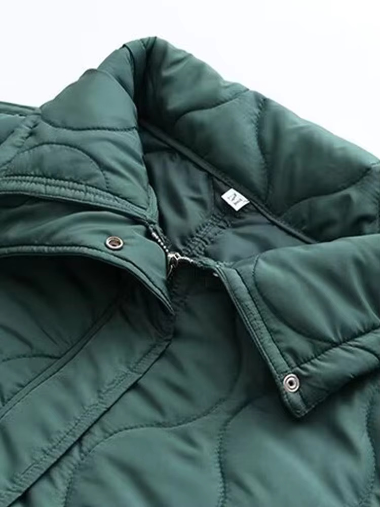 TRAF Women 2024 Autumn And Winter New Fashion Multicolor Short Cotton-Padded Jacket Chic Collar Zipper Coat Outerwear Mujer