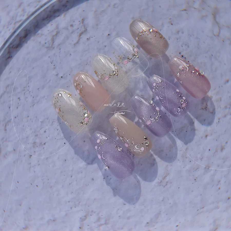1pcs French Ice Crystal Nail Sticker Shiny Jelly Self Adhesive Sticker Gold Silver Bronzing Cartoon Slider For Nails DecorationsXJ250120