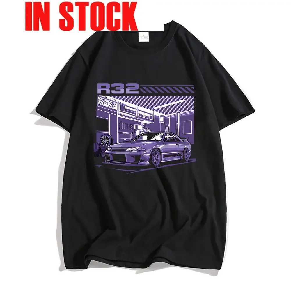 Men Women T Shirt Initial D R32 Drift Car Summer Short SLeeve Tee Hip Hop T-shirt Harajuku Top Funny Streetwear Top X250203