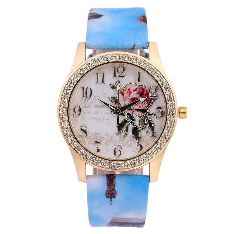 Fashion Watches Men Rhinestone Inlaid Flower Round Dial Faux Leather Band Quartz Watch Fashion Quartz Wristwatch Men Watches X250203
