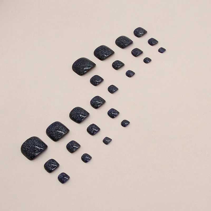 Deep Blue Galaxy Press on Nails Fake Nails Tips with Sticker False Toenail Design Butterfly Lovely Girl False ToenailW250120