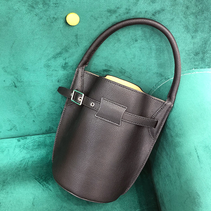 Bag New Lychee Patterned Bucket Big Cowhide Women's Handbag, Single Shoulder Diagonal Cross Bag, Small Bag