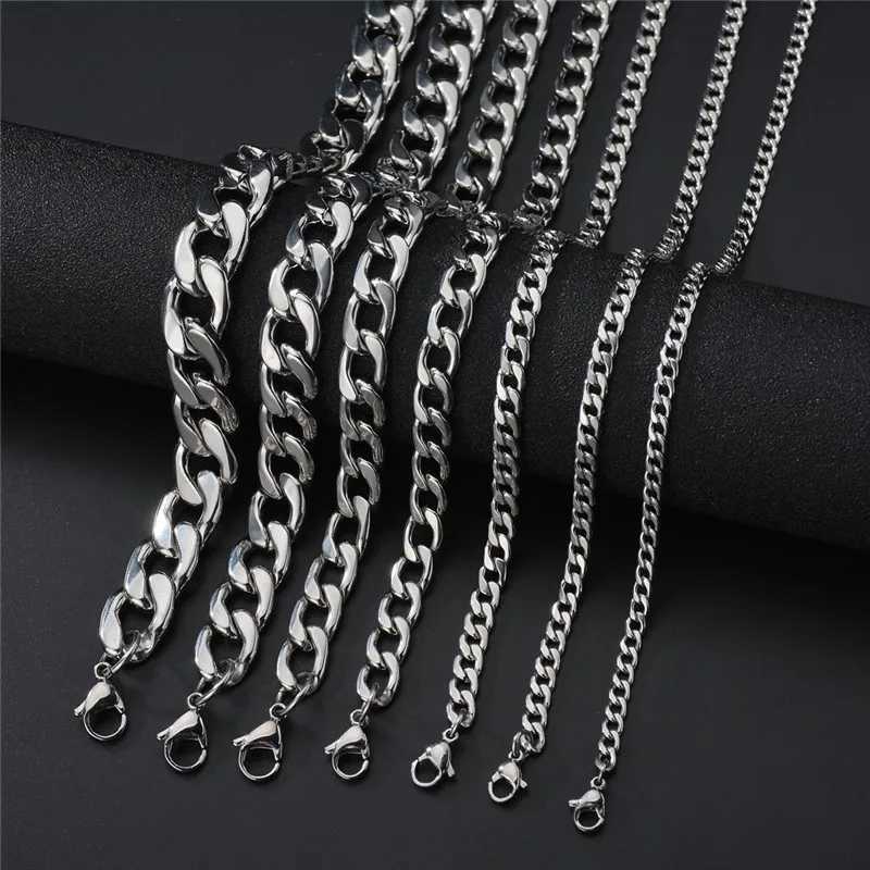 ZORCVENS Stainless Steel Couple Men/Woman Bracelets Fashion Curb Cuban Link Chains On Hand Rock Bracelet Wrist Jewelry Gifts W250121