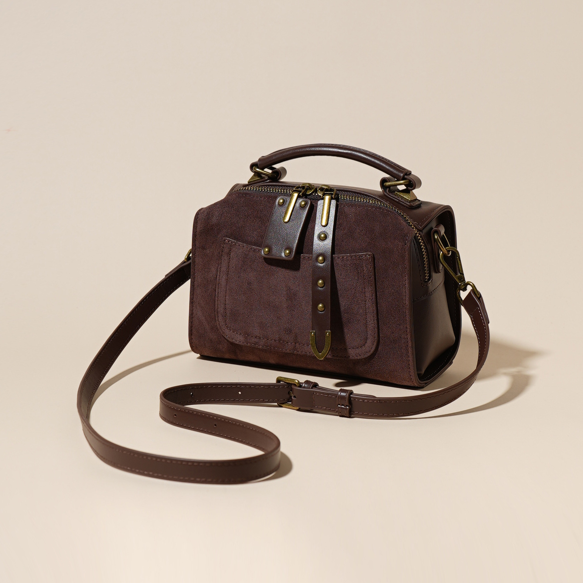 Bag Genuine Leather Boston Women's Autumn Winter New Style, Trendy And Fashionable, Versatile For Commuting, Shoulder Bag, Crossbody Handbag