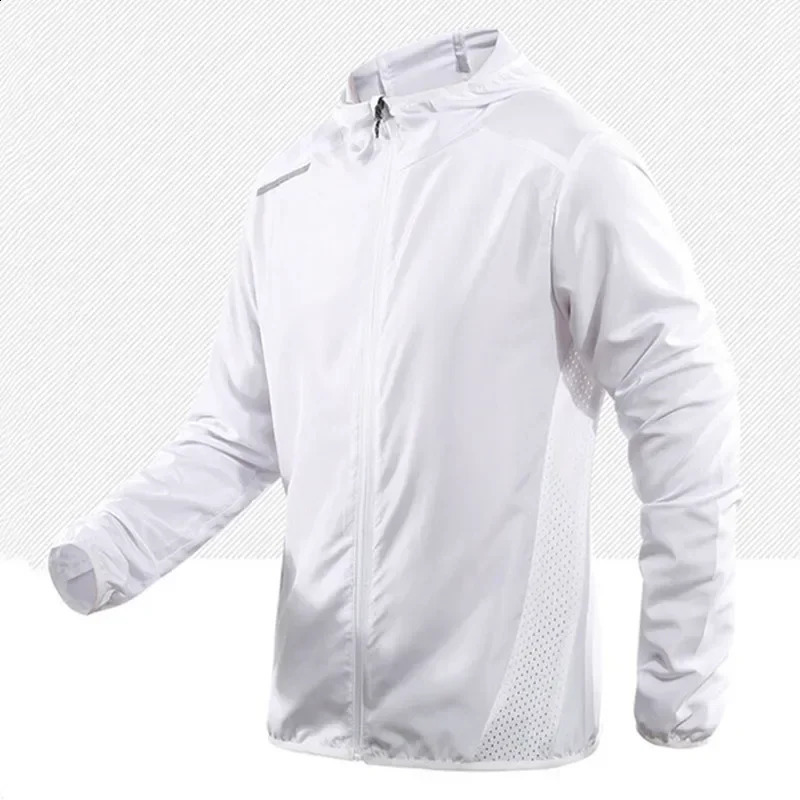 Running Jacket Spring Reflective Gym Hooded Men Coat Jogging Gradient Color Sportswear Breathable Male 250122