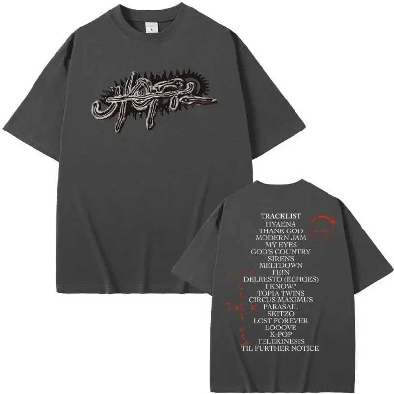 Rapper Tshirt UTOPIA Album Graphics Mens T-shirts Hip Hop Pure Cotton Tees Male Casual Oversized T Shirt Streetwear X250203