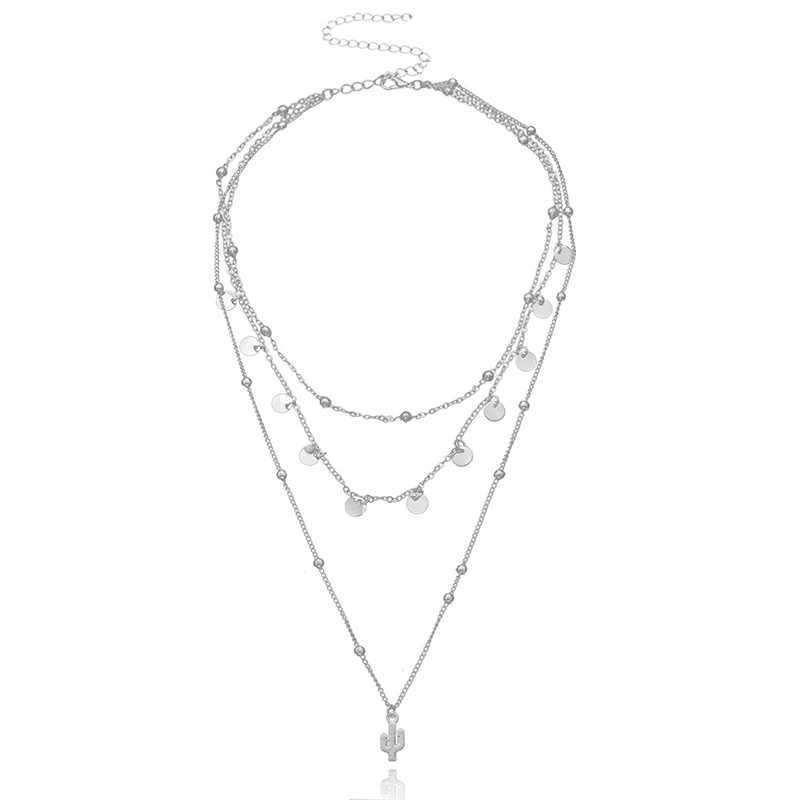 New 925 Sterling Silver Triple Layer Necklace Plant Round Piece Choker Exquisite Clavicle Chain Send Womens Fine AccoriesXJ250114
