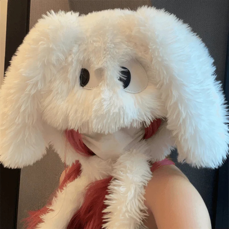 Comfortable long ear big eye dog hat - Cute cartoon womens winter hat suitable for Christmas 250109