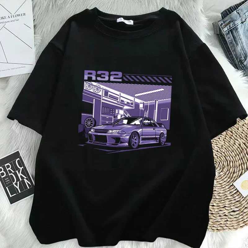 Men Women T Shirt Initial D R32 Drift Car Summer Short SLeeve Tee Hip Hop T-shirt Harajuku Top Funny Streetwear Top X250203
