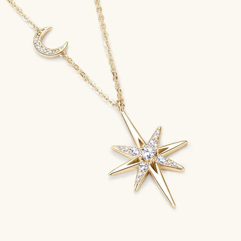 DJMAX 0.28ct Full Moissanite Diamond Necklace For Women Top Original 925 Sterling Silver Yellow Star La Diamond Chain ElegantXJ250114