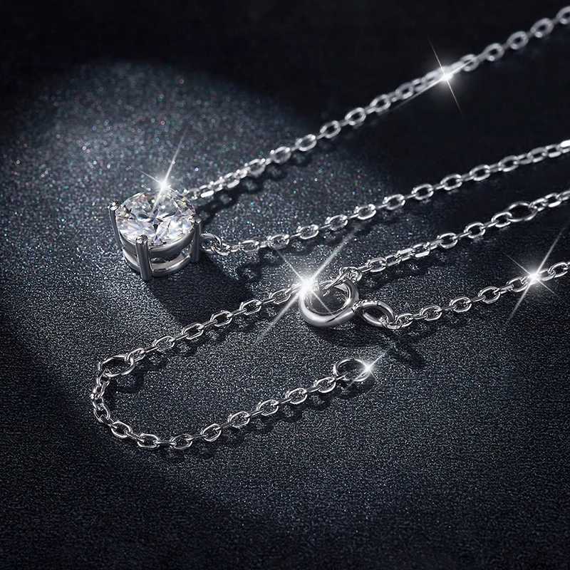 Follow Cloud 6.5mm 1ct 8mm 2ct Moissanite Diamond Necklace for Woman Pendant 925 Sterling Silver Chain Party Bridal Fine JewelryXJ250114