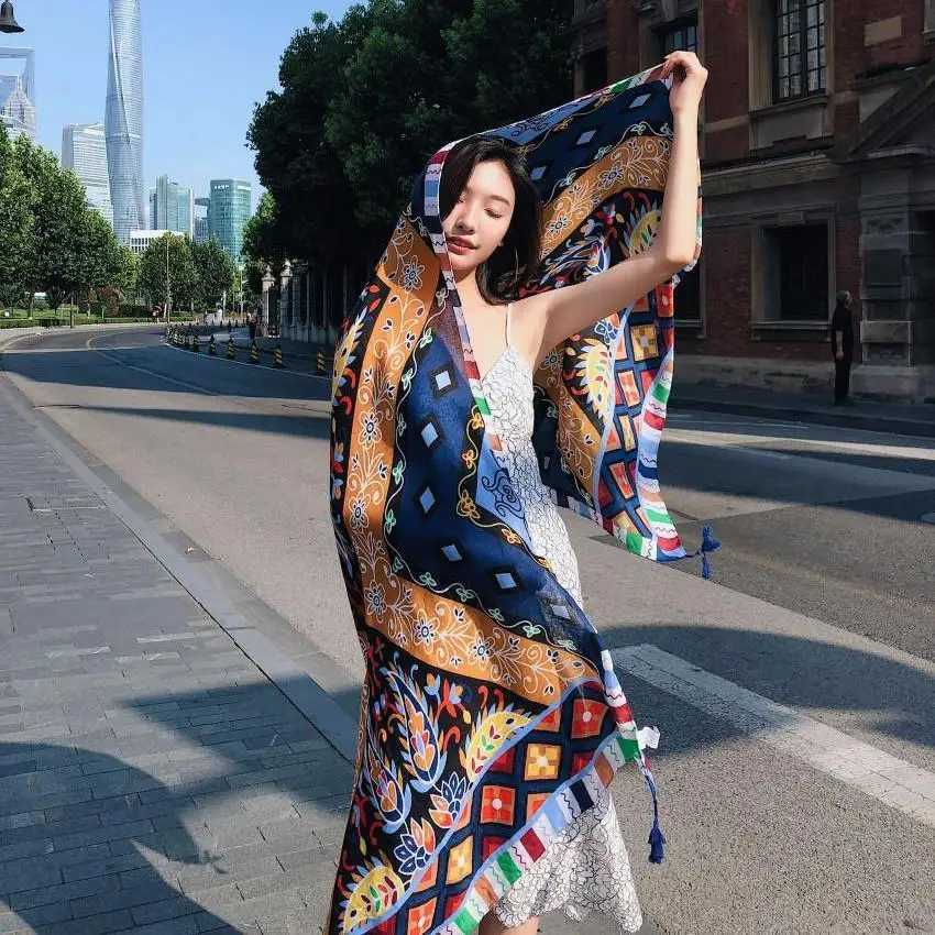 Hot twill cotton Pareo 90x180cm rectangular scarf swimsuit bikini set autumn beach sarong summer sunburn protection set W250120