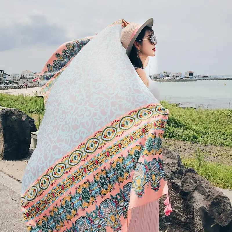 Hot twill cotton Pareo 90x180cm rectangular scarf swimsuit bikini set autumn beach sarong summer sunburn protection set W250120
