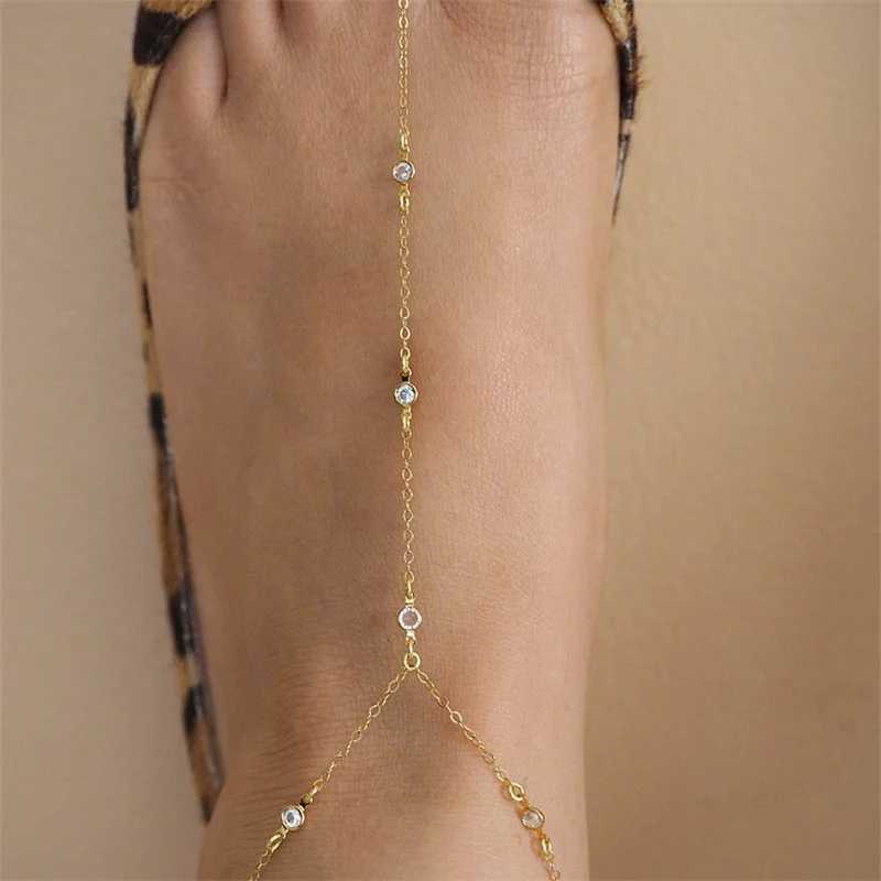 Fashion Rhinestone Thin Chain Anklets For Women Vintage Gold Silver Color Ankle Bracelet Boho Beach Jewelry Summer AccoriesXJ250121
