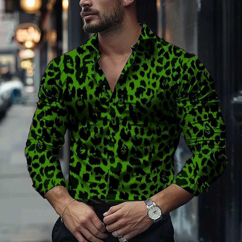 Leopard print shirt casual fashion new style blue purple animal leopard pattern soft and comfortable plus size US size XS-6XLXJ250121
