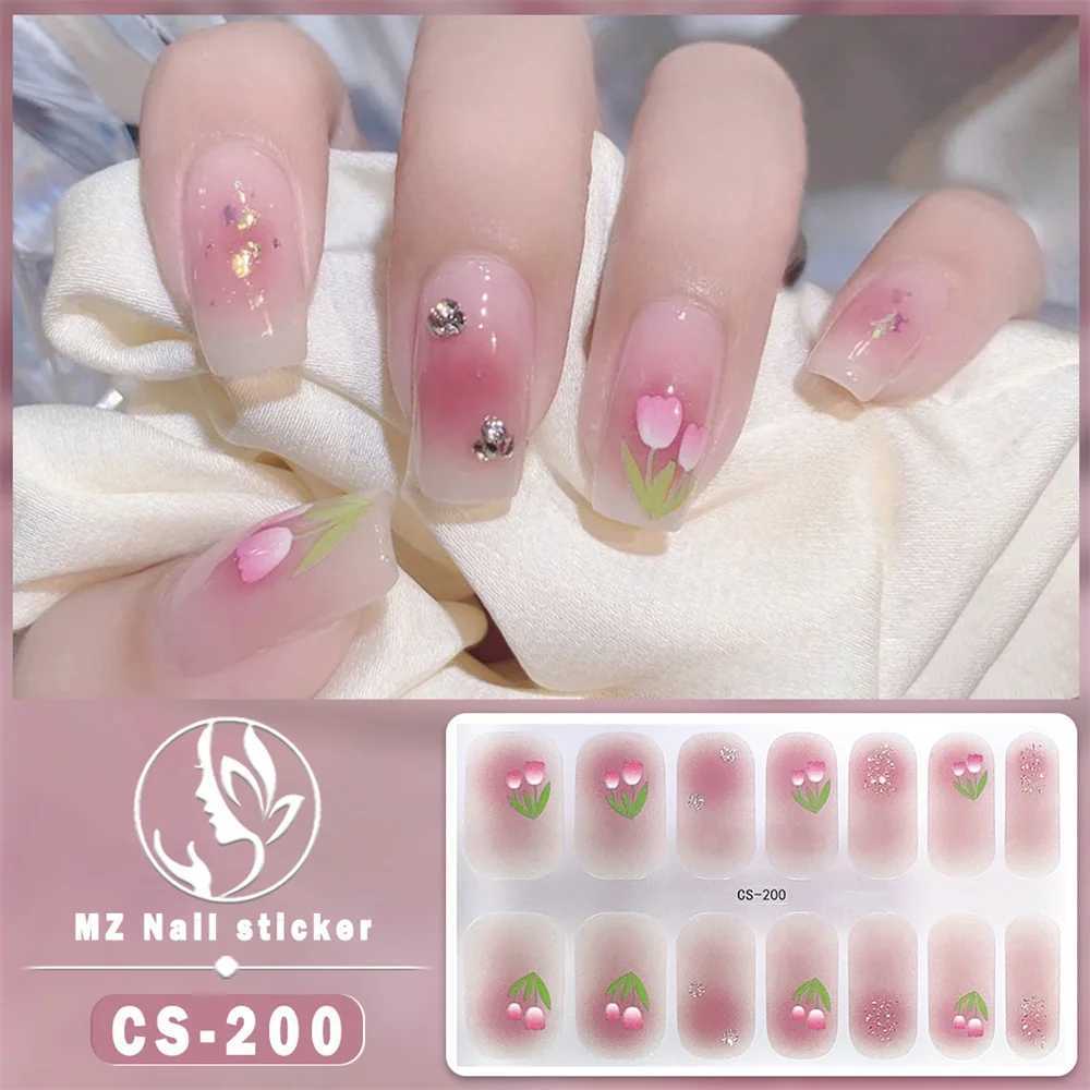 Waterproof No Baking Gel Nail Polish Film Full Cover Stickers Spring Summer Membrane Paper Self Adhesive Manicure DecoracionXJ250120