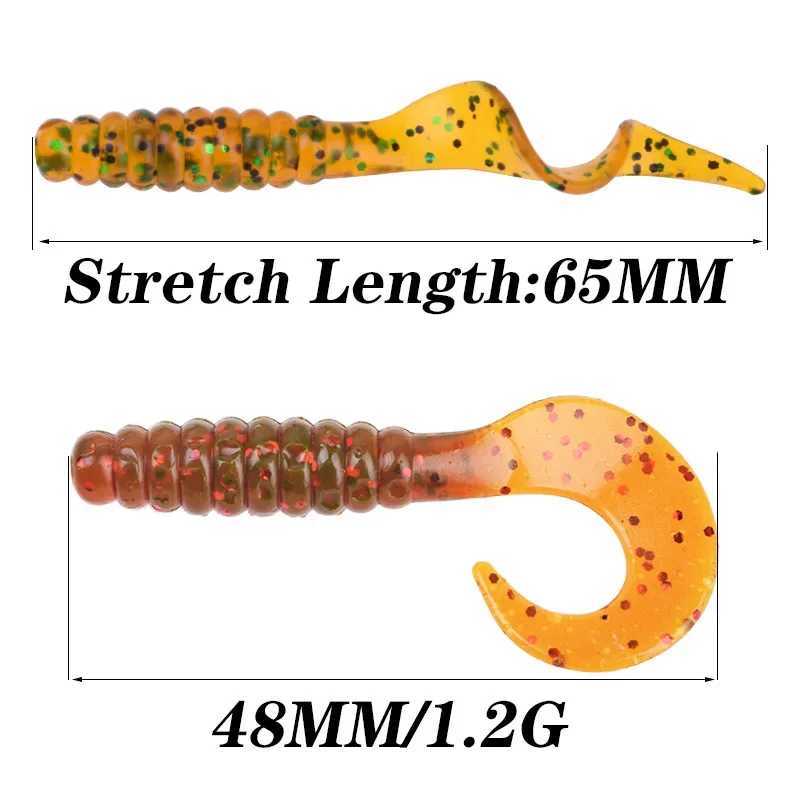 10 Pcs Soft Silicone Fishing Lure 4.8cm 1.2g Worm Jigging Wobblers Shrimp Fishy Smell Additive Tackle Bass Carp Artificial BaitsXJ250122