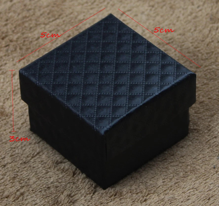 5*5*3cm Jewelry Display Box 48pcs Multi Colors Black Sponge Diamond Patternn Paper Ring /Earrings Box Packaging White Gift Box 250117
