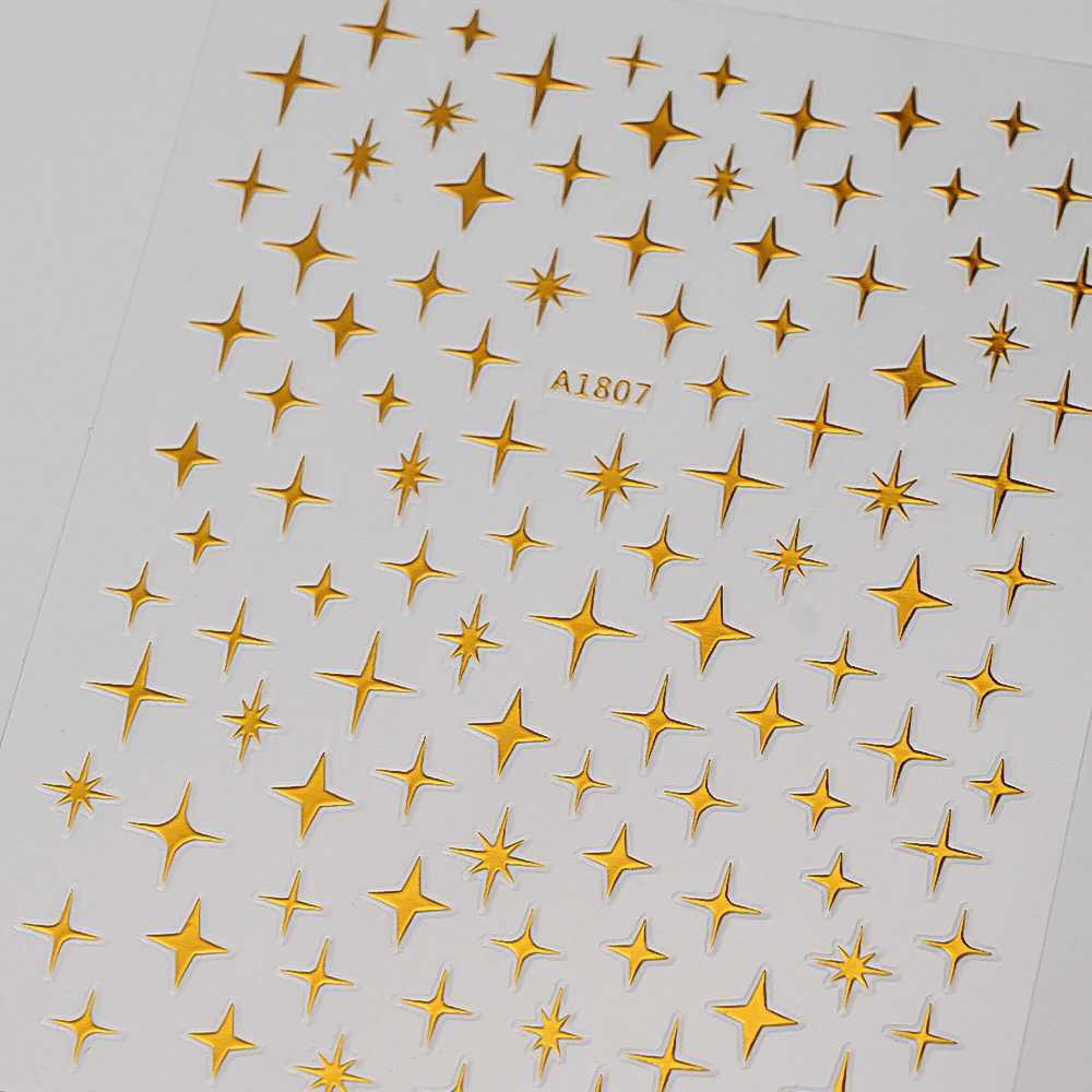 Black White Star Nail Sticker Bronzing Laser Gold Silver Starlight Glossychic Y2K Adhesive Decal Manicure Decorations SliderXJ250120