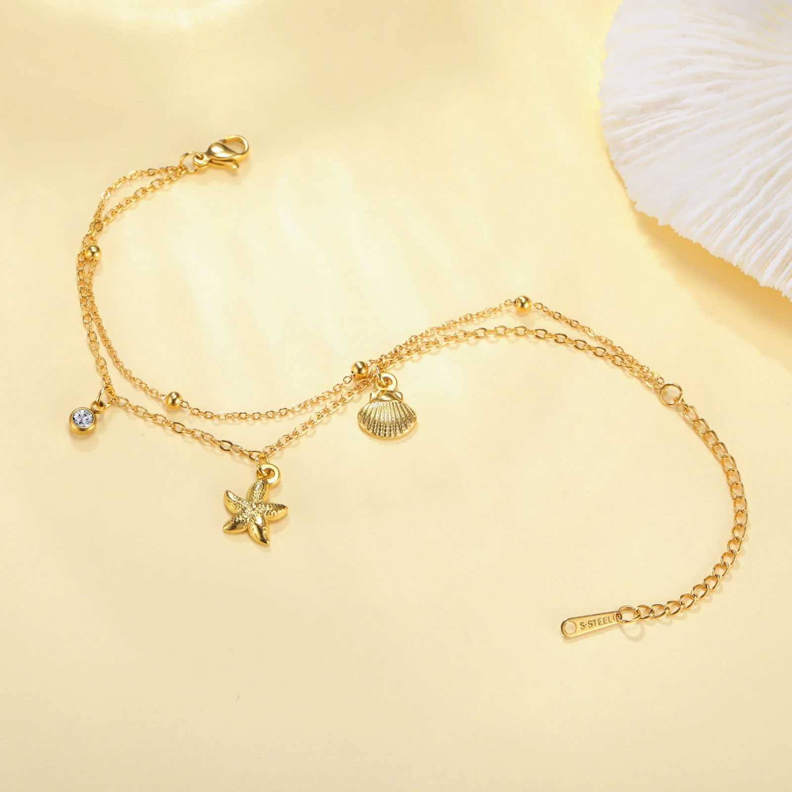 Cazador Sea Starfish Shell Anklet for Women Girls Stainl Steel Bracelet on the Leg Jewelry Beach Summer Accories Gift 2025XJ250121