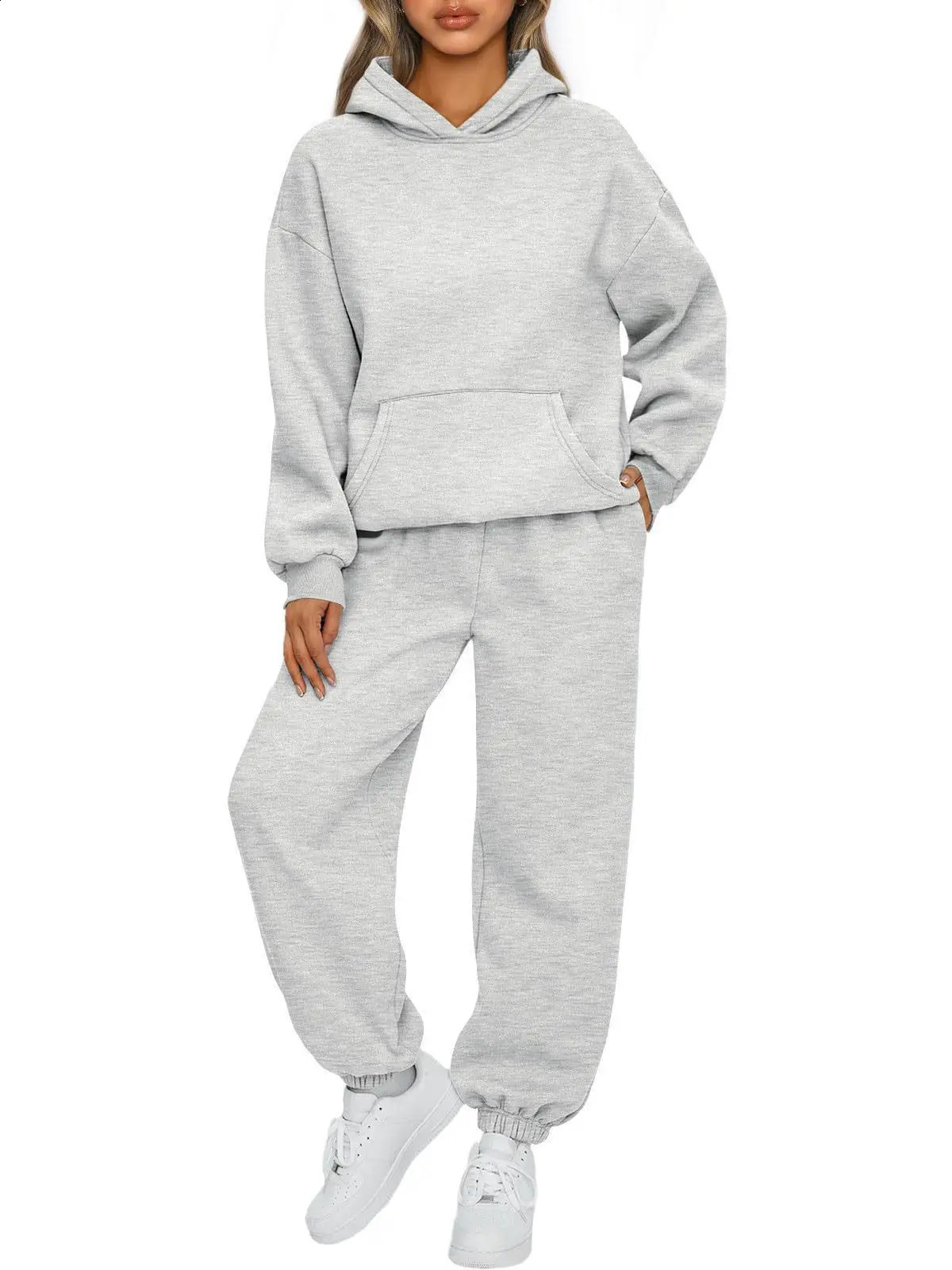 Ladies Sweat Suit Solid Color Hooded Sweatshirt And Pant Tracksuit Women Jogging Sport Set Lounge Wear Autumn Winter Clothes 250122