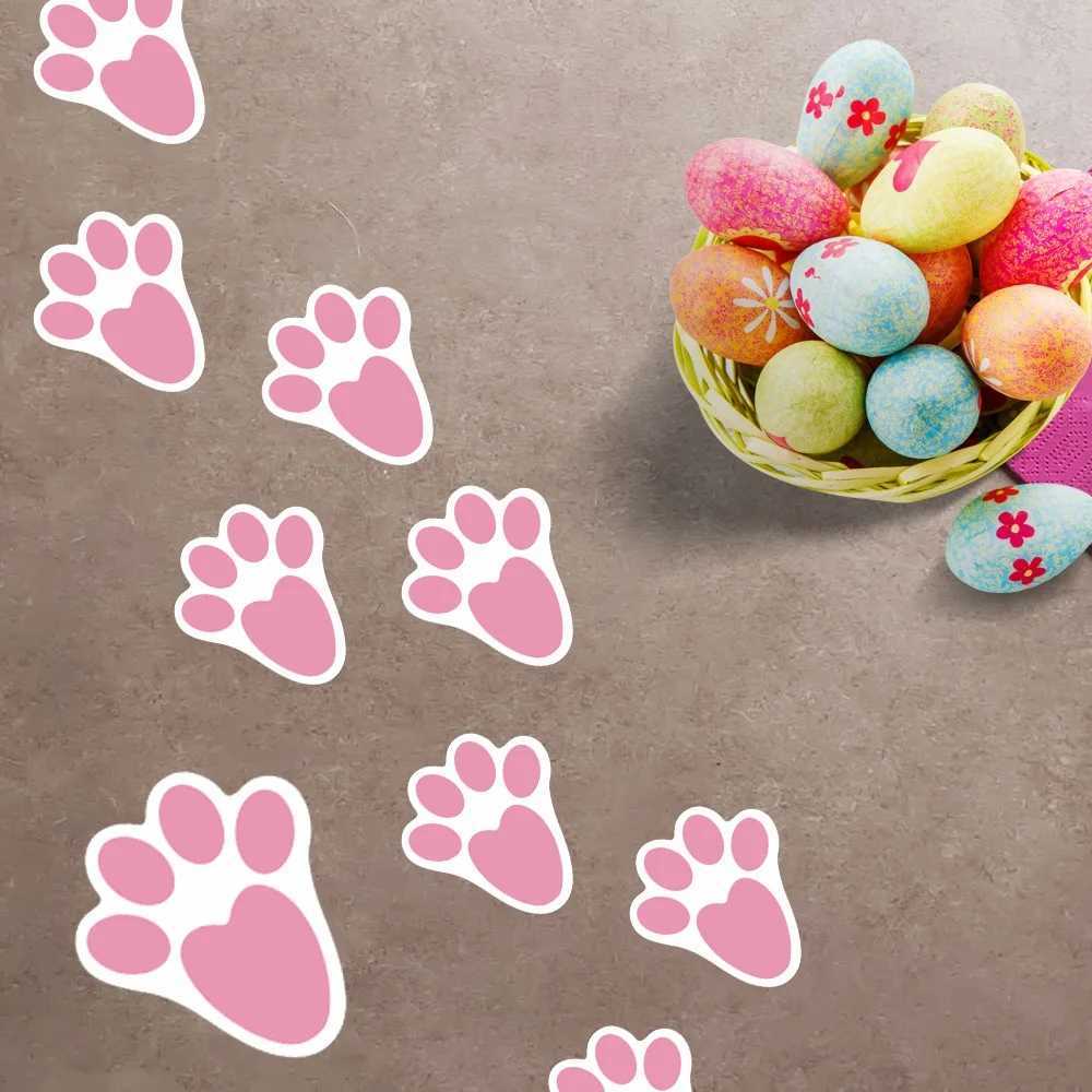 24pcs Rabbit Footprints Sticker Floor Stickers Decals Easter Bunny Feet Decal Window Clings PVC Ceiling ral Free shipping