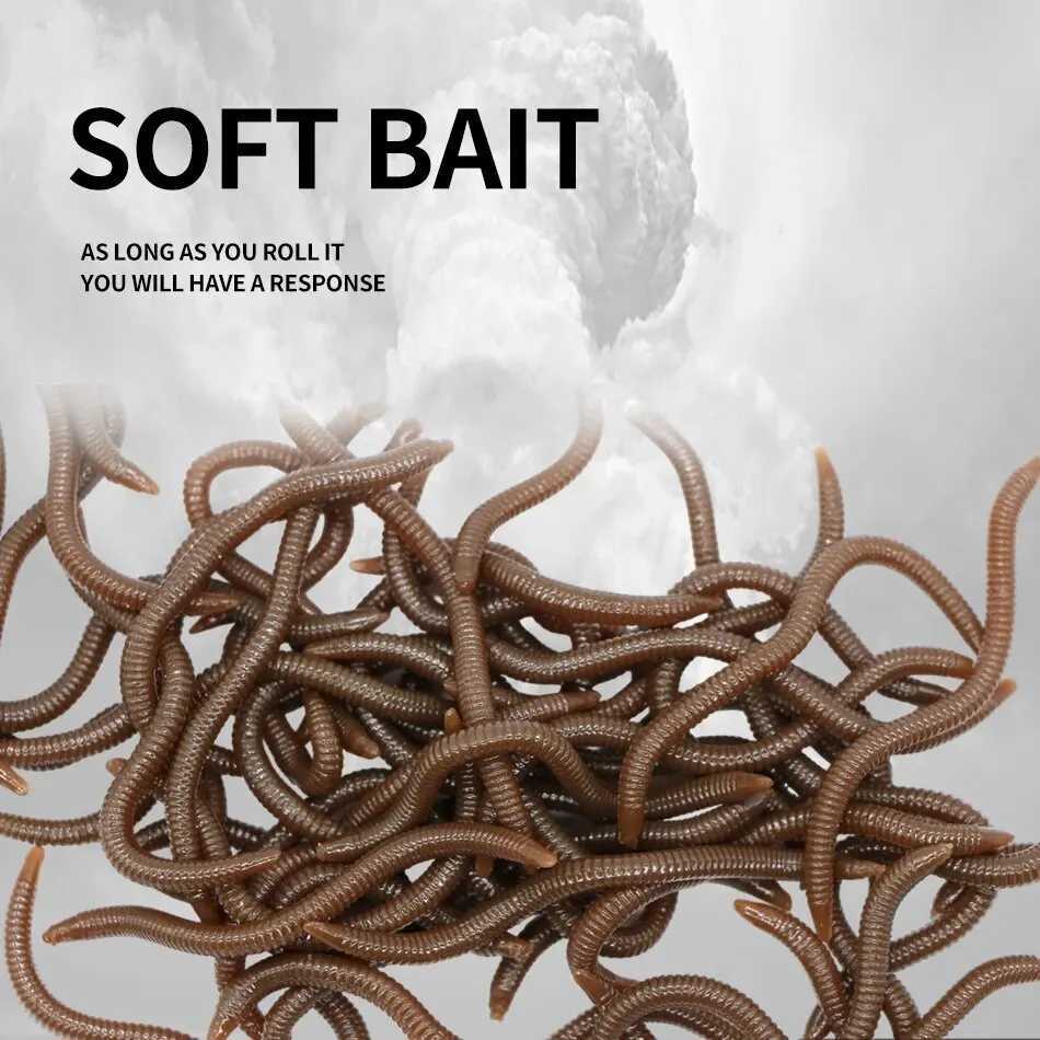 10pcs-50pcs 7cm/9cm Lifelike Red Worm Fishing Soft Lure Earthworm Ice Winter Fishing Silicone Artificial Fishing BaitXJ250122