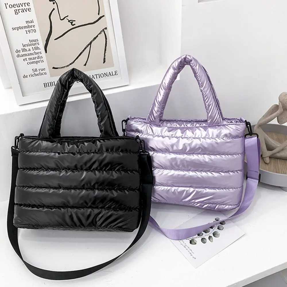 New Puffer Tote Bag for Women Quilted Puffy Handbag Lightweight Down Cott Padded Shoulder Bag Down Padding Crossbody HandbagXJ250121