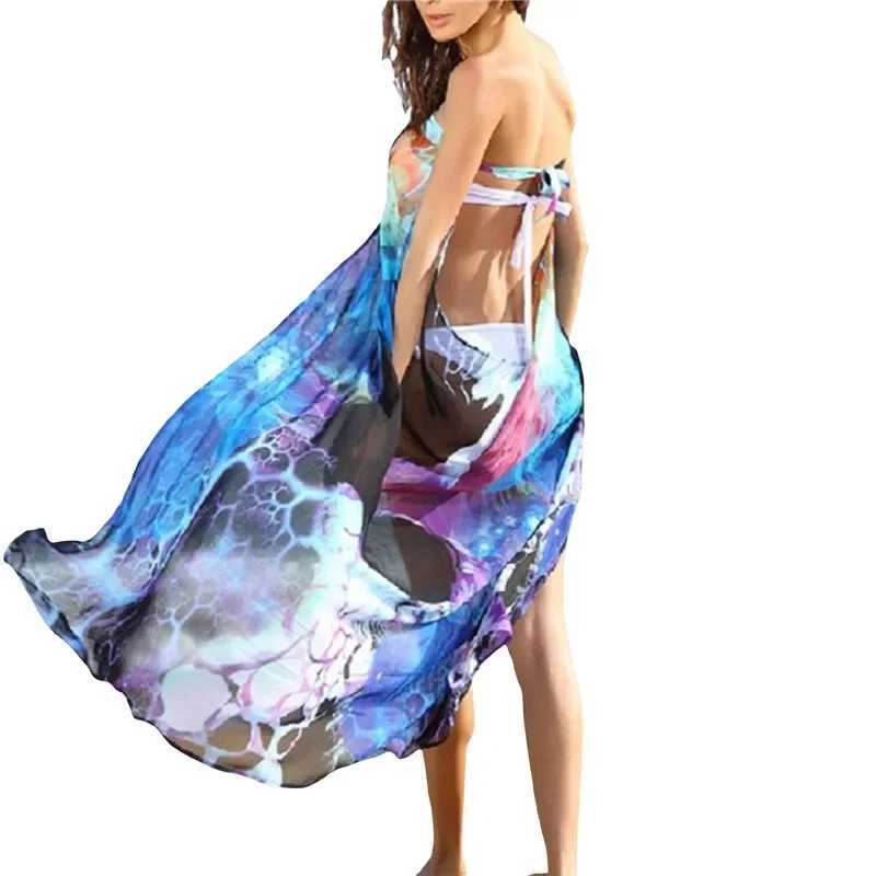 Bikini Beach Cover Ups For Women Yellow Blue Black Tie-ed Sleeve Strl Long Beach Dr For Women W250120