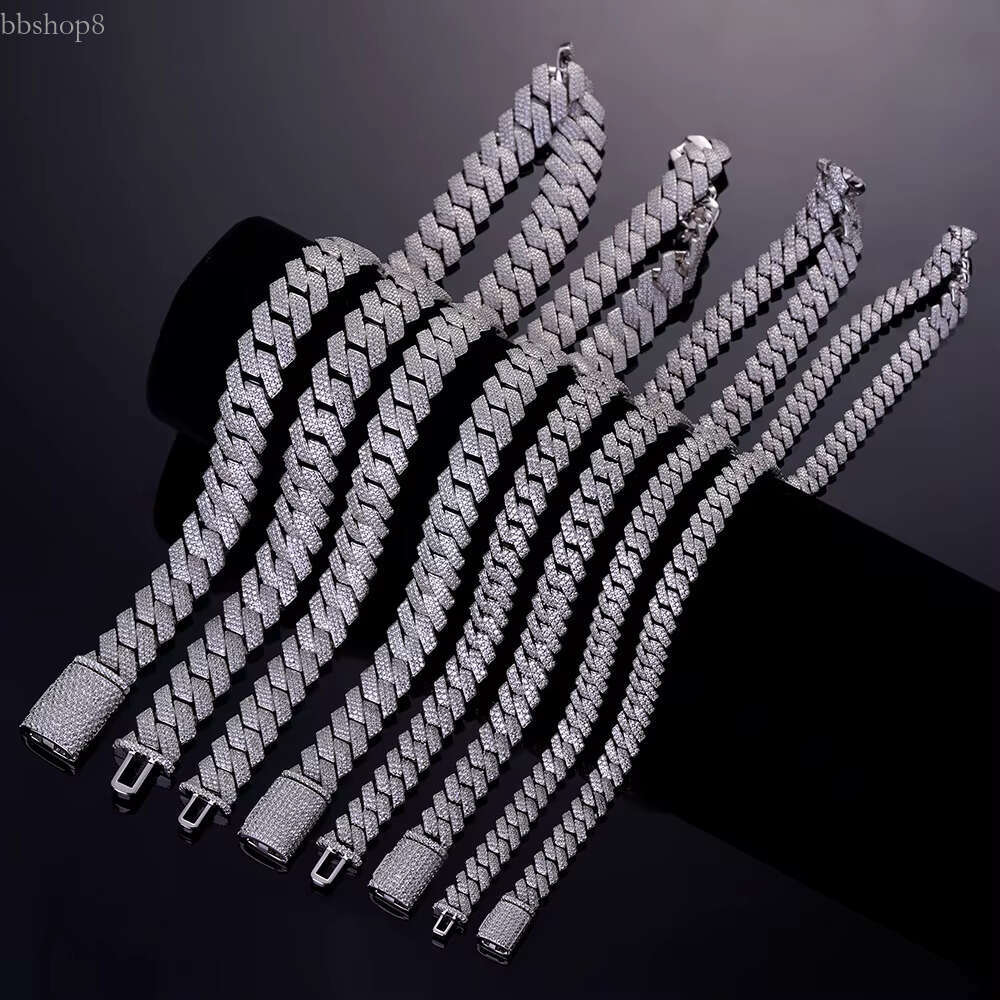 Hot Selg Hiphop Classic Iced Out VVS Moissanite Dia 10K 14K Gold Plated Sterg Sier Cuban Necklace for men