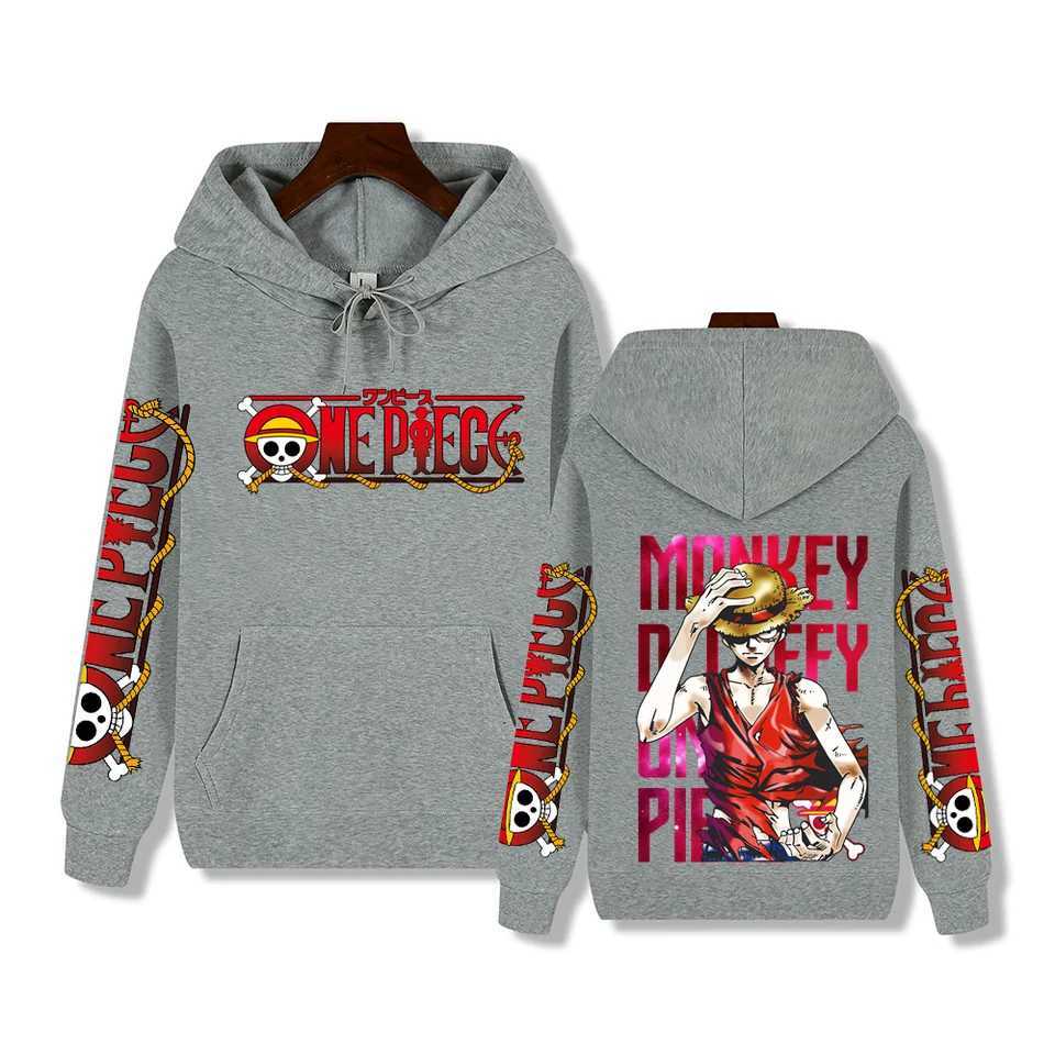 One Piece animation handsome Luffy print Autumn and winter comfortable thick mens high quality leisure warm street hoodieXJ2500118