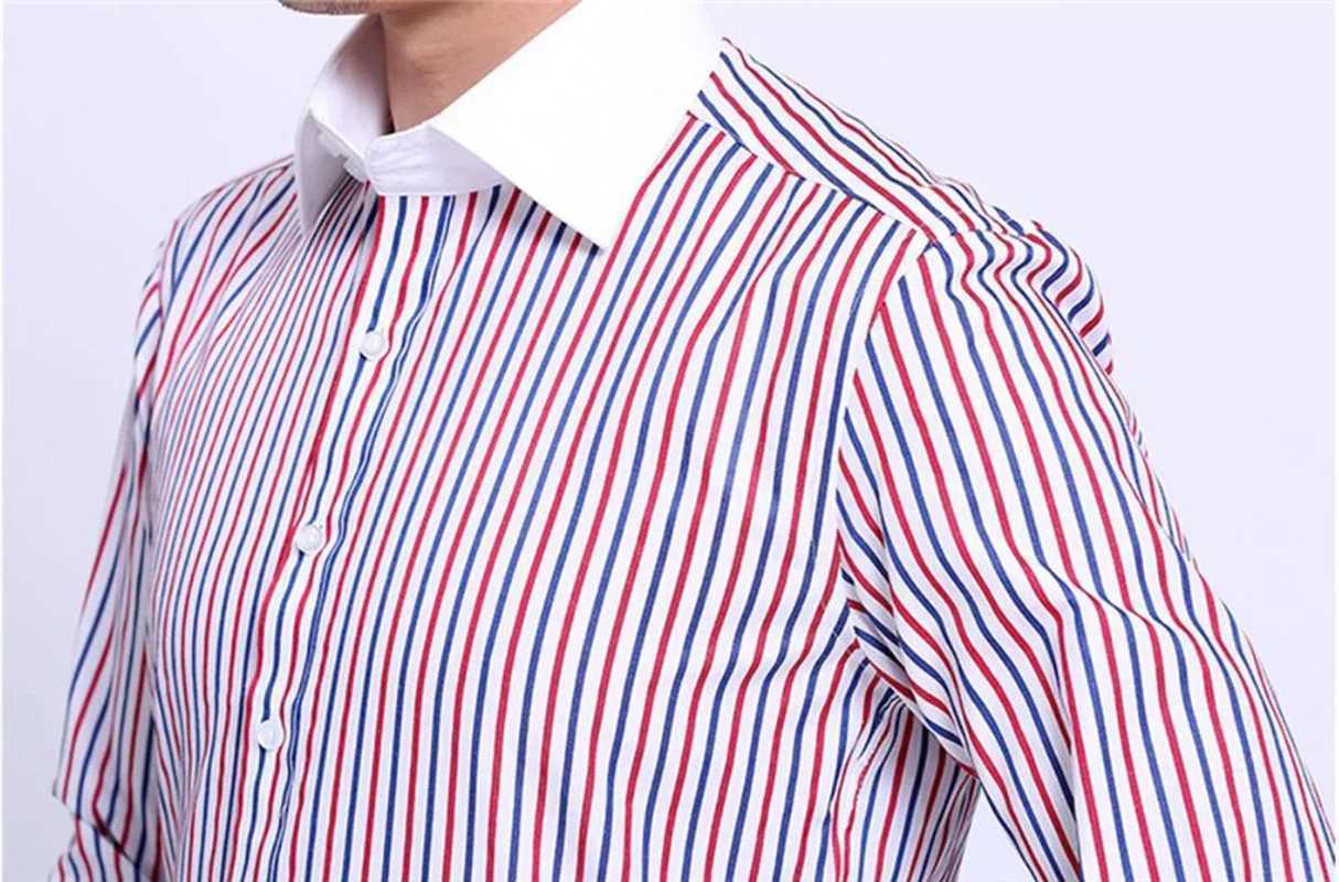 Quality Men Casual Slim Fit Shirt Mens Long Sleeve Business Dress Shirts French Cufflinks Shirt Male Striped ShirtXJ250121