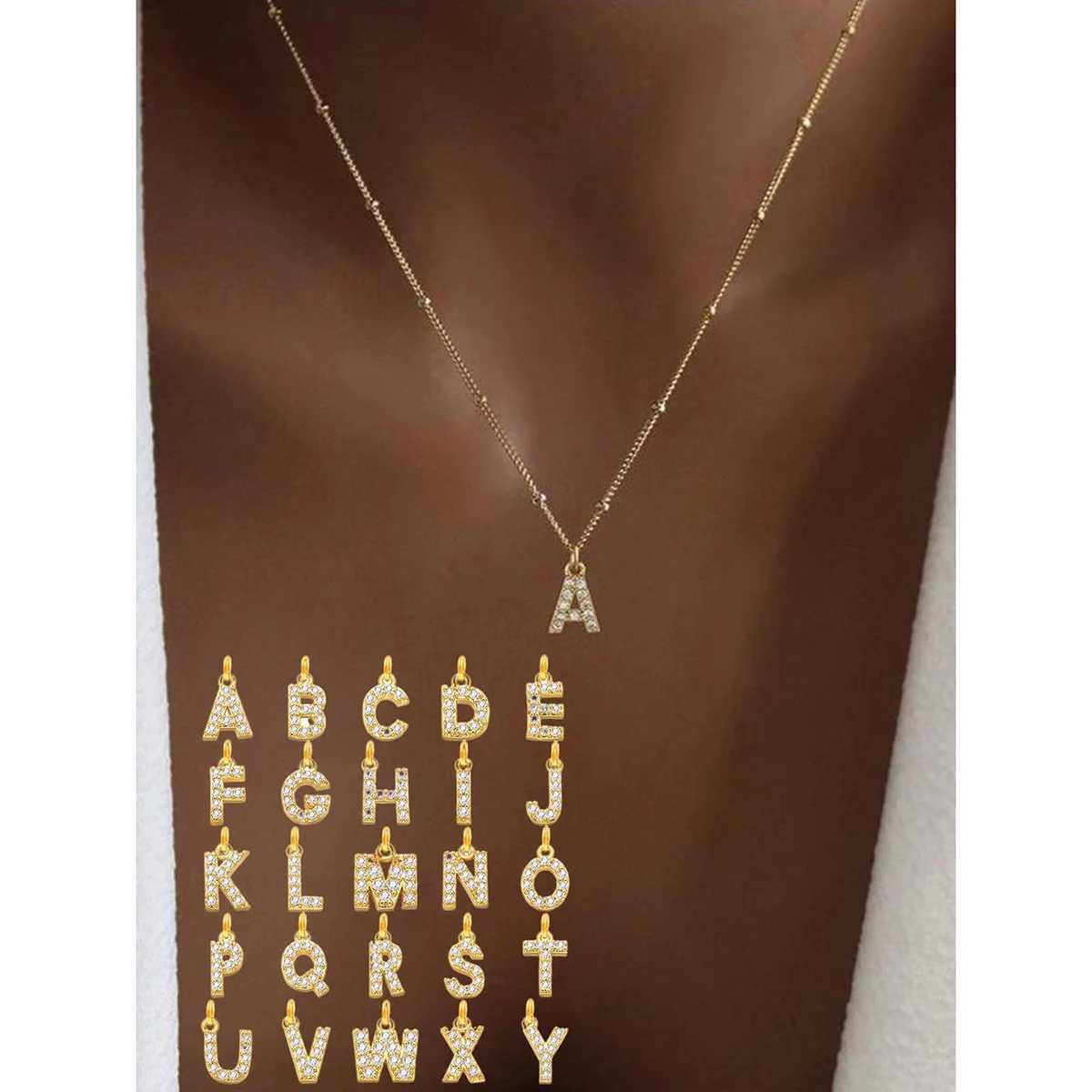Womens stainless steel Initial necklace A-Z Letter charms pendant Choker Women collar Chain Necklace necklaces woman trend 2024XJ250121