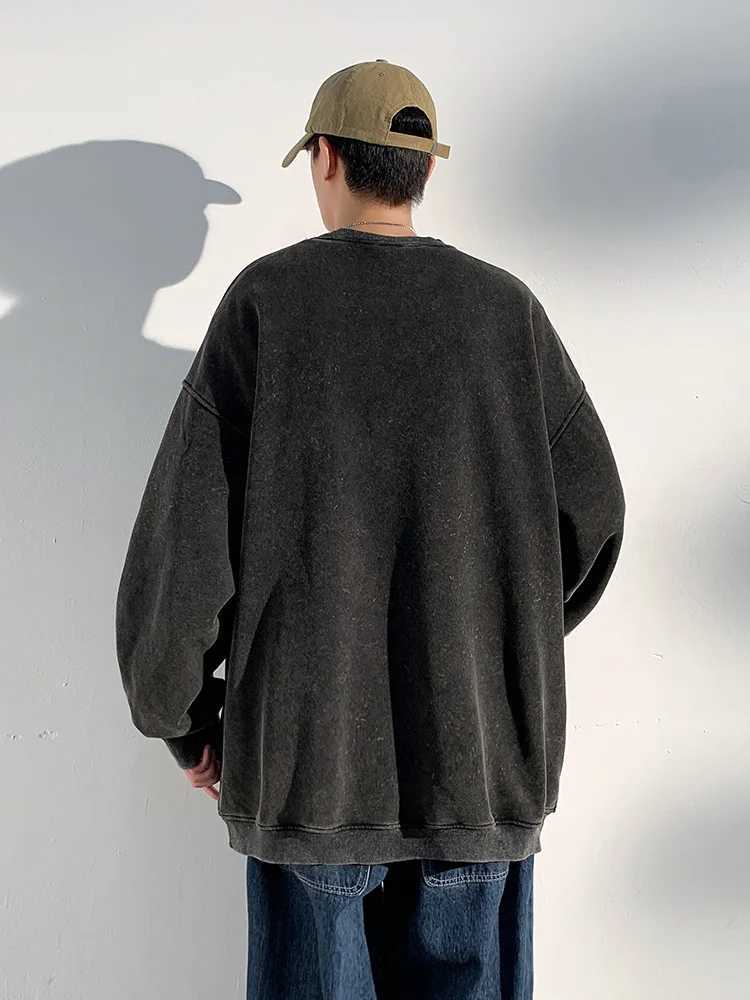 360G Heavy Cotton Oversized Sweatshirts Men/Women Korean Fashion Couples Crew-Neck Vintage Washed Y2K Hoodie Loose Pullover TopsXJ2500118