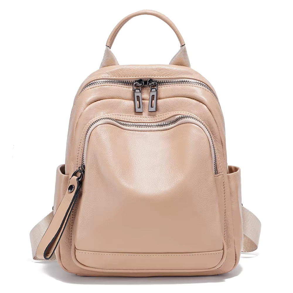 Zency 100% Genuine Leather Stylish Backpack Women Large Capacity Travel Rucksack Natural Knapsack For Lady Satchel SchoolBag