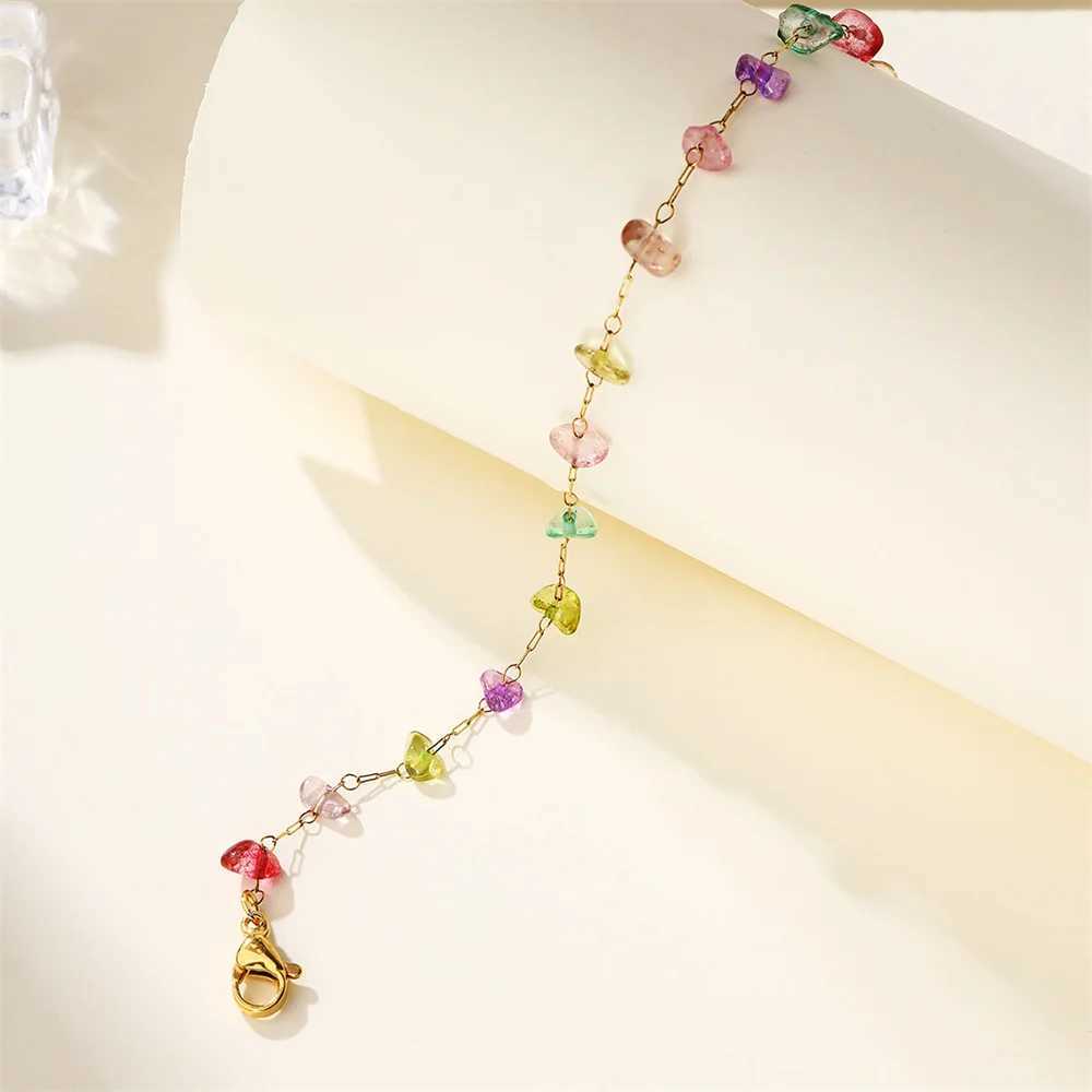 Colorful Natural Stone Anklet For Women Tren Stainl Steel Anklet Party Wedding Fashion Jewelry Girls Gift 2024XJ250121