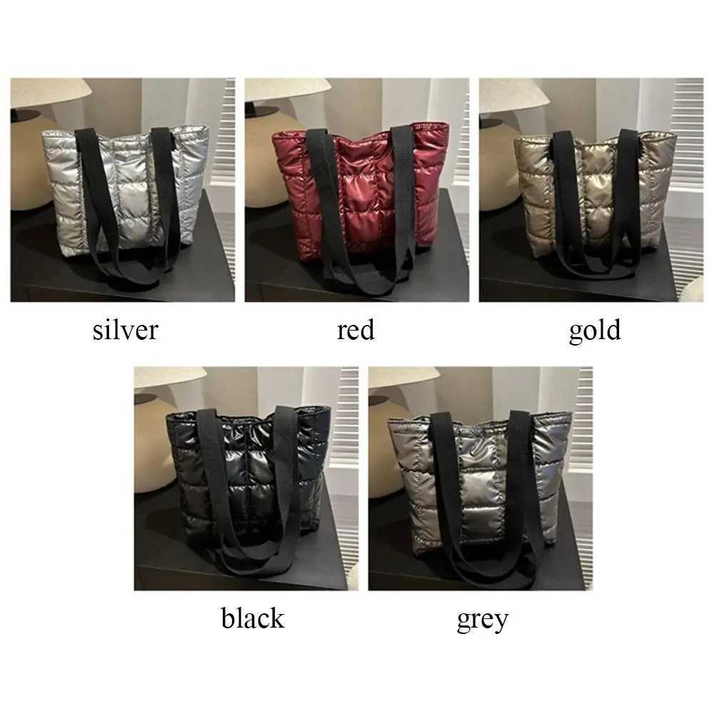 Persality Quilted Shoulder Bags Large Capacity Down Cott Padded Handbags Solid Color Tote Bags Women GirlsXJ250121