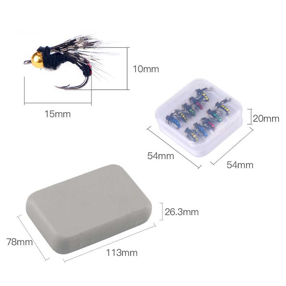 40PCS #14 Hot Sale Brass Bead Head Fast Sinking Nymph Scud Fly Bug Worm Trout Fishing Flies Artificial Insect Fishing Bait LureXJ250122